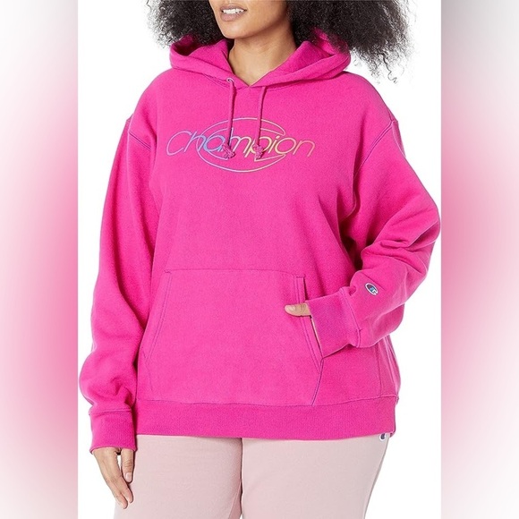 Champion Hoodie Women's Size 1X Bright Pink Reverse Weave Heavyweight Cotton‎ - Picture 3 of 10